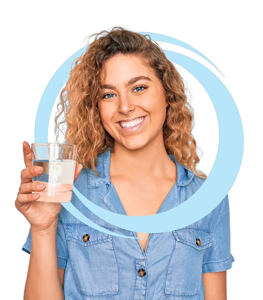 woman with water smiling