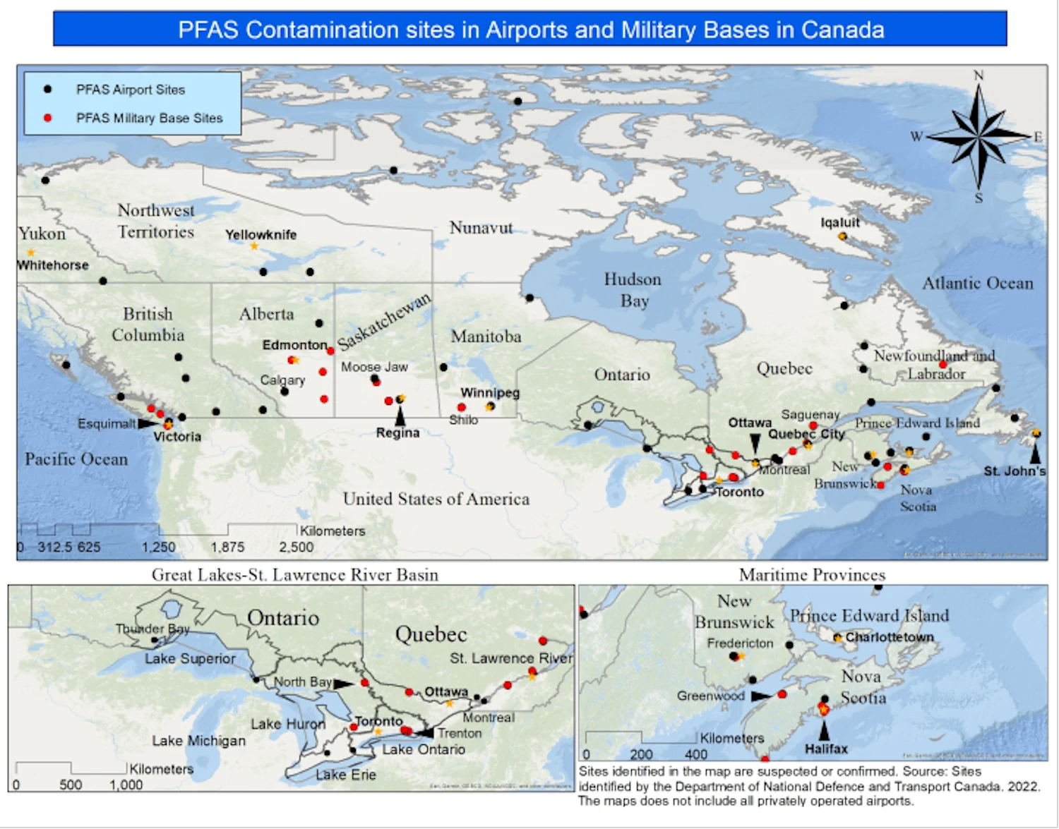 PFAS contamination map – Harmful Contaminants in Municipal Water across Canada